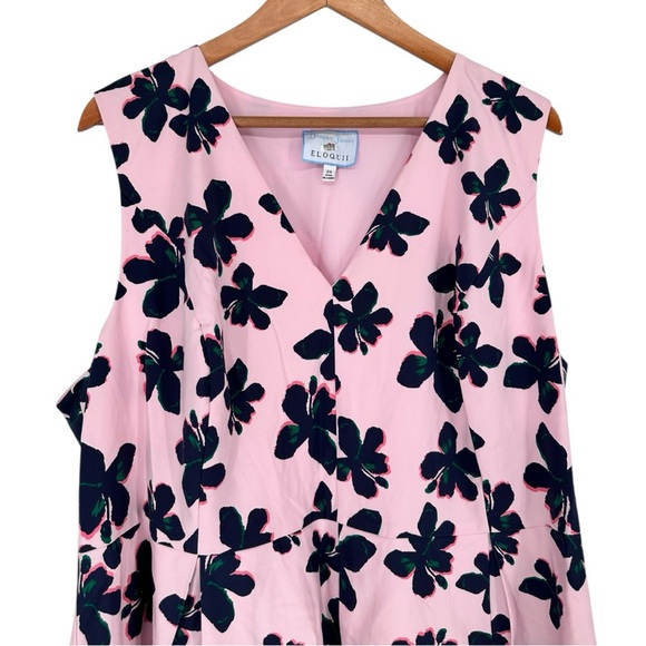 Draper James for Eloquii Hibiscus Fit & Flare Dress Pink Floral Print size 24 - Picture 4 of 12